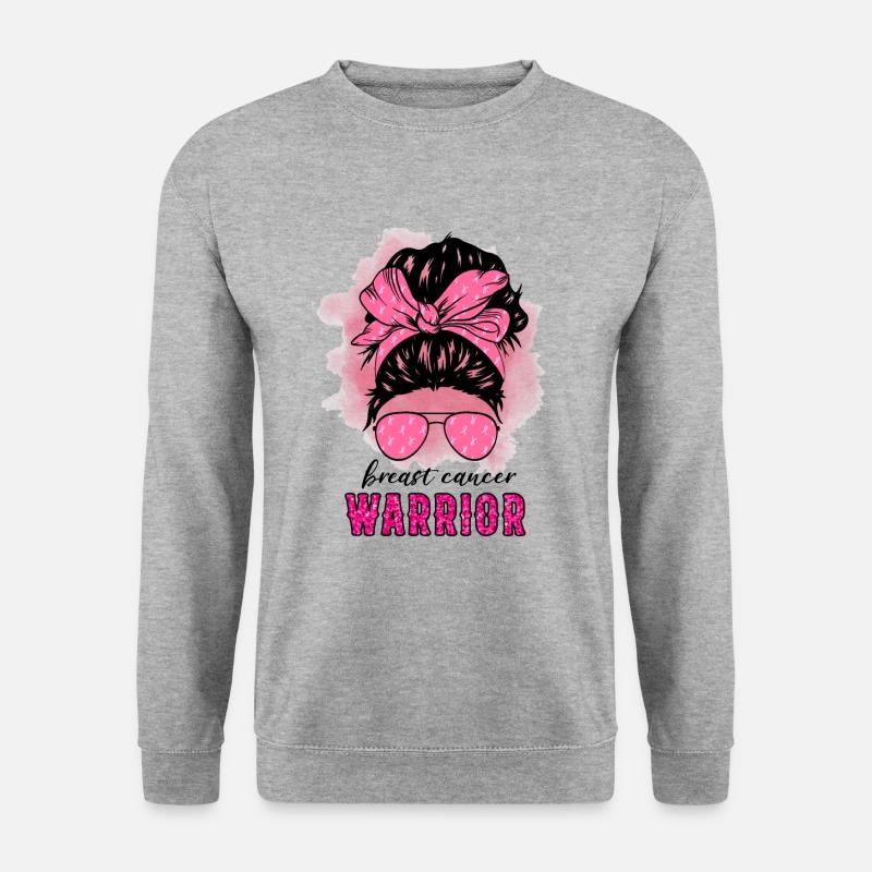 Breast Cancer Warrior Messy Bun - Unisex Pullover - Weißgrau meliert