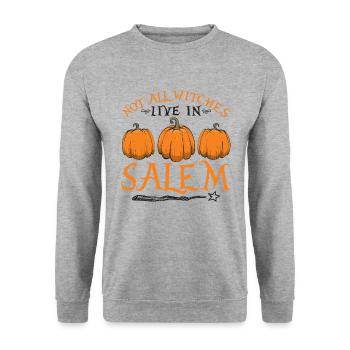 Not All Witches Live In Salem Pumpkins Halloween - Unisex Sweatshirt - salt & pepper - Front - Alina (178cm) & Michal (187cm)