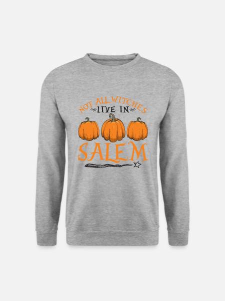 Not All Witches Live In Salem Pumpkins Halloween - Unisex Pullover - Weißgrau meliert