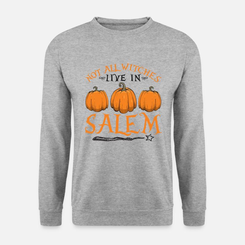 Not All Witches Live In Salem Pumpkins Halloween - Unisex Pullover - Weißgrau meliert