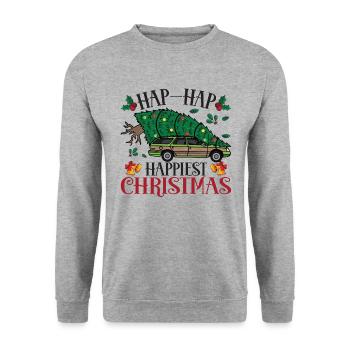 Camion de transport d’arbre de Noël le plus heureux - Sweat-shirt Unisexe - gris chiné - Devant - Alina (178cm) & Michal (187cm)