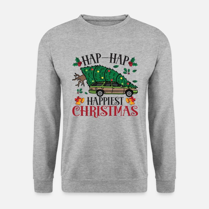 Happiest Christmas Tree Carrying Truck - Unisex Pullover - Weißgrau meliert