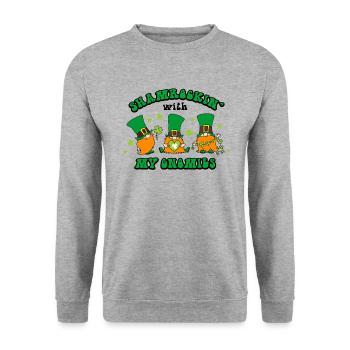 Shamrockin avec mes Gnomies Patricks Day - Sweat-shirt Unisexe - gris chiné - Devant - Alina (178cm) & Michal (187cm)