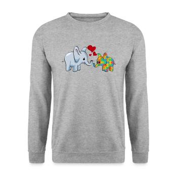 Autism Elephant Mom - Unisex Sweatshirt - salt & pepper - Front - Alina (178cm) & Michal (187cm)
