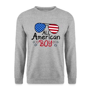 All American Boy 4th of July - Unisex Sweatshirt - salt & pepper - Front - Alina (178cm) & Michal (187cm)