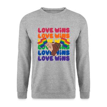 L’amour LGBTQ remporte la Gay Pride pour l’égalité - Sweat-shirt Unisexe - gris chiné - Devant - Alina (178cm) & Michal (187cm)