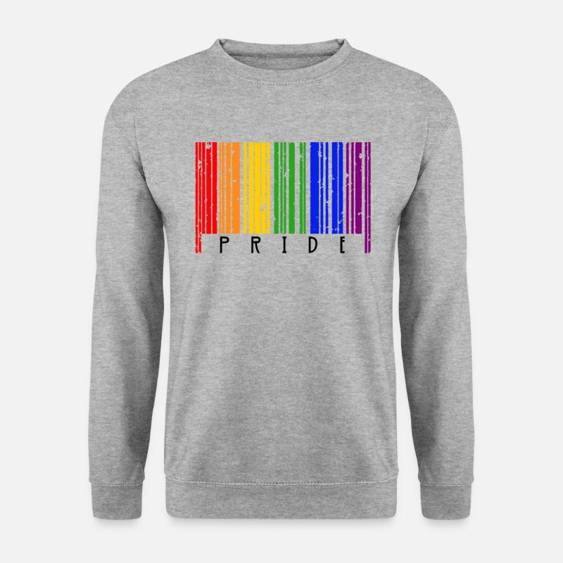 LGBT Barcode Gay Pride - Unisex Pullover - Weißgrau meliert