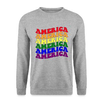 Amérique Merica Mois de la fierté LGBT - Sweat-shirt Unisexe - gris chiné - Devant - Alina (178cm) & Michal (187cm)
