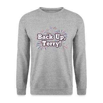 Back Up Terry Funny July 4th - Unisex Pullover - Weißgrau meliert - Vorne - Alina (178cm) & Michal (187cm)