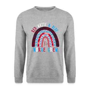 Nurse Crew Red White and Blue Independence Day - Unisex Pullover - Weißgrau meliert - Vorne - Alina (178cm) & Michal (187cm)