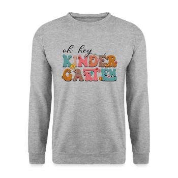Oh Hey Professeur de maternelle - Sweat-shirt Unisexe - gris chiné - Devant - Alina (178cm) & Michal (187cm)