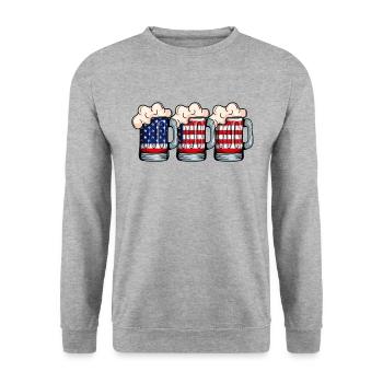 USA Flag Beers Independence Day - Unisex Pullover - Weißgrau meliert - Vorne - Alina (178cm) & Michal (187cm)