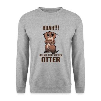 Otter Boah Lustiges Spruch - Unisex Pullover - Weißgrau meliert - Vorne - Alina (178cm) & Michal (187cm)