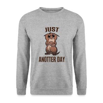 Otter Just Anotter Day Puns Funny Saying - Unisex Sweatshirt - salt & pepper - Front - Alina (178cm) & Michal (187cm)