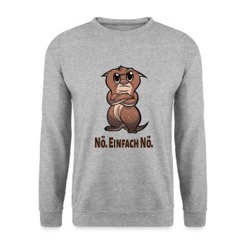 Nö Einfach Nö Otter Lustiges Spruch - Unisex Pullover - Weißgrau meliert - Vorne - Alina (178cm) & Michal (187cm)