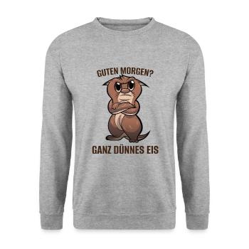 Guten Morgen Otter Lustig Witzig Spruch - Unisex Pullover - Weißgrau meliert - Vorne - Alina (178cm) & Michal (187cm)