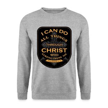 I Can Do All Things Through Christ Who Strengthens - Unisex Sweatshirt - salt & pepper - Front - Alina (178cm) & Michal (187cm)