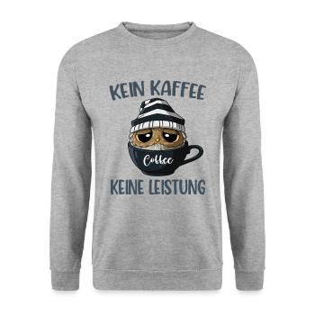 Kein Kaffee Keine Leistung Kaffee Spruch Eule - Unisex Pullover - Weißgrau meliert - Vorne - Alina (178cm) & Michal (187cm)