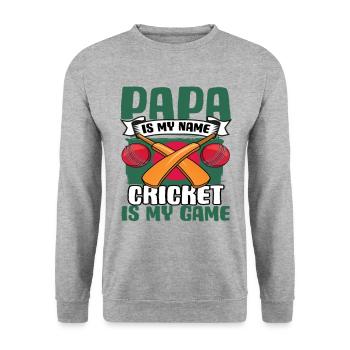 Papa est mon nom Super jeu de cricket du Bangladesh - Sweat-shirt Unisexe - gris chiné - Devant - Alina (178cm) & Michal (187cm)