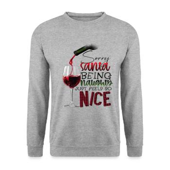 Naughty Wine Drinker - Unisex Sweatshirt - salt & pepper - Front - Alina (178cm) & Michal (187cm)