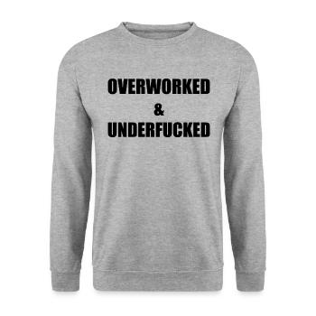 OVERWORKED - Unisex Sweatshirt - salt & pepper - Front - Alina (178cm) & Michal (187cm)