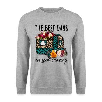 The Best Days Are Spent Camping - Unisex Sweatshirt - salt & pepper - Front - Alina (178cm) & Michal (187cm)