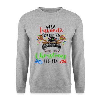 Ma couleur préférée est le chignon désordonné des lumières de Noël - Sweat-shirt Unisexe - gris chiné - Devant - Alina (178cm) & Michal (187cm)