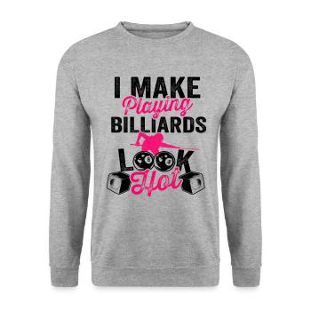Pocketologist Billard Billard 8 Ball - Sweat-shirt Unisexe - gris chiné - Devant - Alina (178cm) & Michal (187cm)