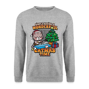 Christmas Wonderful Catmas Time - Unisex Sweatshirt - salt & pepper - Front - Alina (178cm) & Michal (187cm)