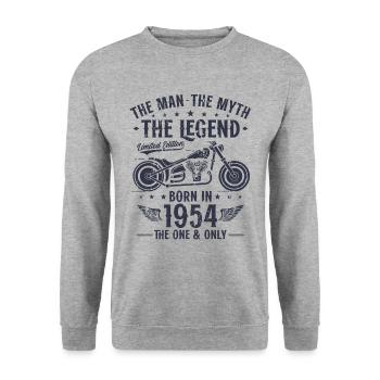 1954 Vintage homme mythe légende moto - Sweat-shirt Unisexe - gris chiné - Devant - Alina (178cm) & Michal (187cm)