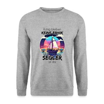 Pas de panique, le marin est là - voilier - Sweat-shirt Unisexe - gris chiné - Devant - Alina (178cm) & Michal (187cm)