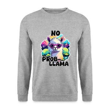 No Prob Llama - Llama Alpaca - Unisex Sweatshirt - salt & pepper - Front - Alina (178cm) & Michal (187cm)