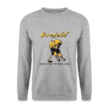 Krefeld - My City My Love Ice Hockey - Unisex Sweatshirt - salt & pepper - Front - Alina (178cm) & Michal (187cm)
