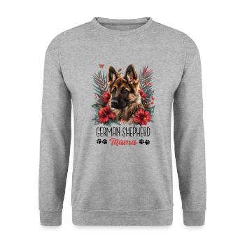Deutscher Schäferhund Mama Mama - Unisex Pullover - Weißgrau meliert - Vorne - Alina (178cm) & Michal (187cm)