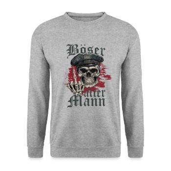 Evil Old Man Skull Saying Sarcastic - Unisex Sweatshirt - salt & pepper - Front - Alina (178cm) & Michal (187cm)