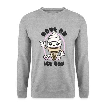Have an Ice Day - Mascotte de crème glacée sucrée - Sweat-shirt Unisexe - gris chiné - Devant - Alina (178cm) & Michal (187cm)