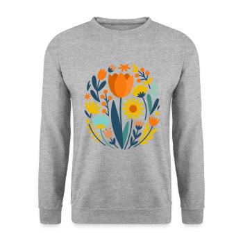 Boho Wildblumen Blumen Natur Blume - Unisex Pullover - Weißgrau meliert - Vorne - Alina (178cm) & Michal (187cm)