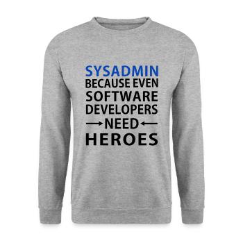 Sysadmin - Administrateur système - Sweat-shirt Unisexe - gris chiné - Devant - Alina (178cm) & Michal (187cm)