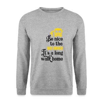 Busfahrer Geschenk - Unisex Pullover - Weißgrau meliert - Vorne - Alina (178cm) & Michal (187cm)