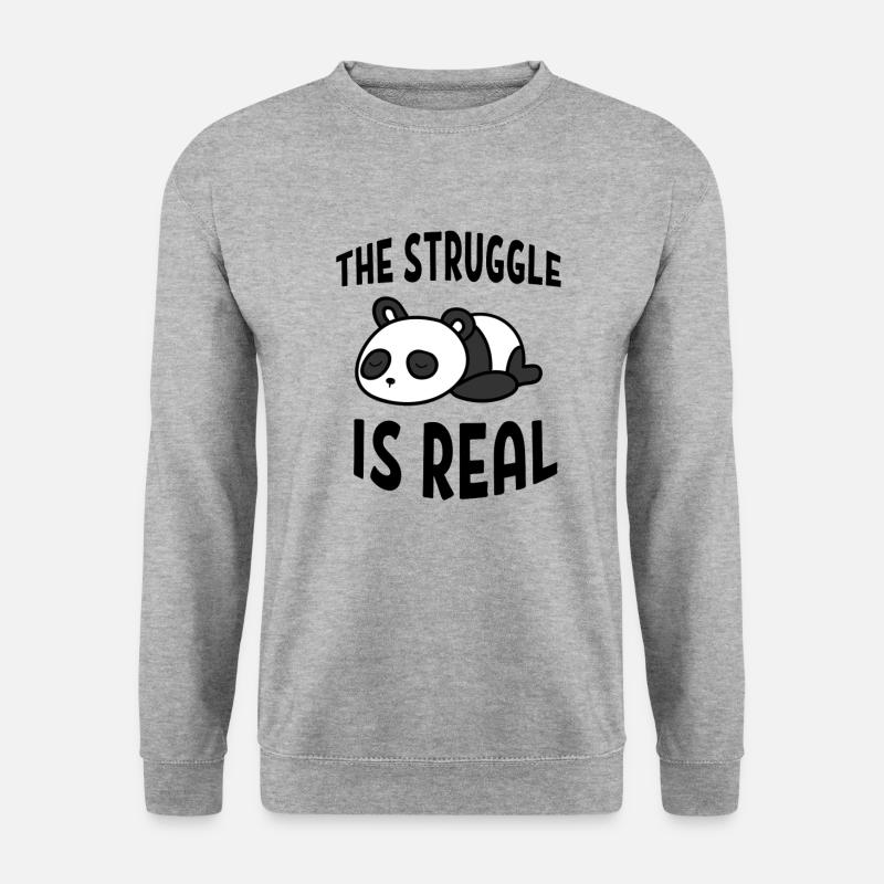 Panda müde - Unisex Pullover - Weißgrau meliert