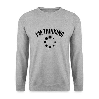 Computer Nerd Ich Denke Gerade... - Unisex Pullover - Weißgrau meliert - Vorne - Alina (178cm) & Michal (187cm)