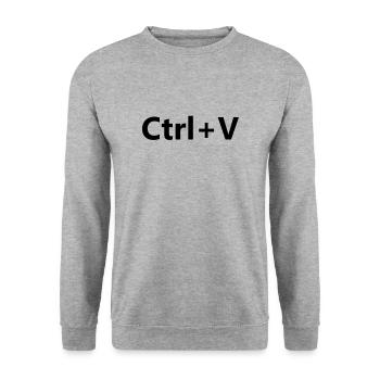 Strg V Familie Partnerlook Copy Paste - Unisex Pullover - Weißgrau meliert - Vorne - Alina (178cm) & Michal (187cm)