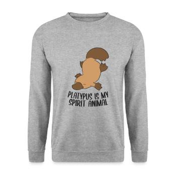 Schnabeltier ist mein Lieblingstier Niedliches - Unisex Pullover - Weißgrau meliert - Vorne - Alina (178cm) & Michal (187cm)