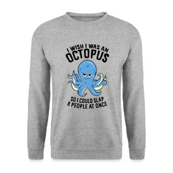 J’aimerais être une pieuvre de 8 - Sweat-shirt Unisexe - gris chiné - Devant - Alina (178cm) & Michal (187cm)