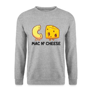 Funny Mac And Cheese Food Lover Powered By Mac & - Unisex Sweatshirt - salt & pepper - Front - Alina (178cm) & Michal (187cm)