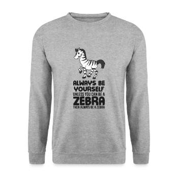 Sei Immer Ein Zebra Süßes Zebra - Unisex Pullover - Weißgrau meliert - Vorne - Alina (178cm) & Michal (187cm)