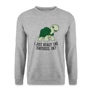 J’aime les tortues Tout simplement Ok - Sweat-shirt Unisexe - gris chiné - Devant - Alina (178cm) & Michal (187cm)