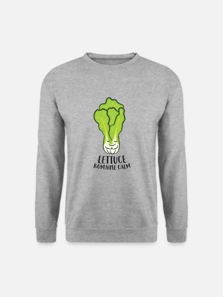 Salat Romaine Calm Salat Vegan Vegetarisch Salat - Unisex Pullover - Weißgrau meliert
