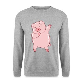 Dabbing Pig Dabbendes Porc ferme enfants - Sweat-shirt Unisexe - gris chiné - Devant - Alina (178cm) & Michal (187cm)