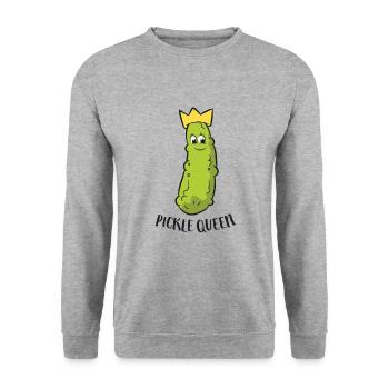 Funny Pickle Queen Funny Cucumber Pickle Girl - Unisex Sweatshirt - salt & pepper - Front - Alina (178cm) & Michal (187cm)
